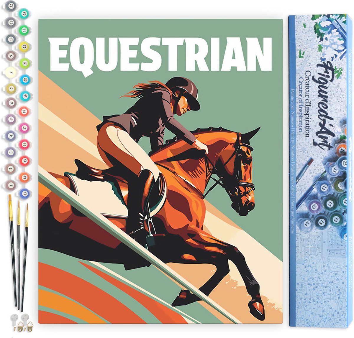 FiguredArt Schilderen op Nummer Volwassenen canvas Sportaffiche Paardensport- Handwerk acrylverf Kit DIY Compleet - 40x50cm zonder frame